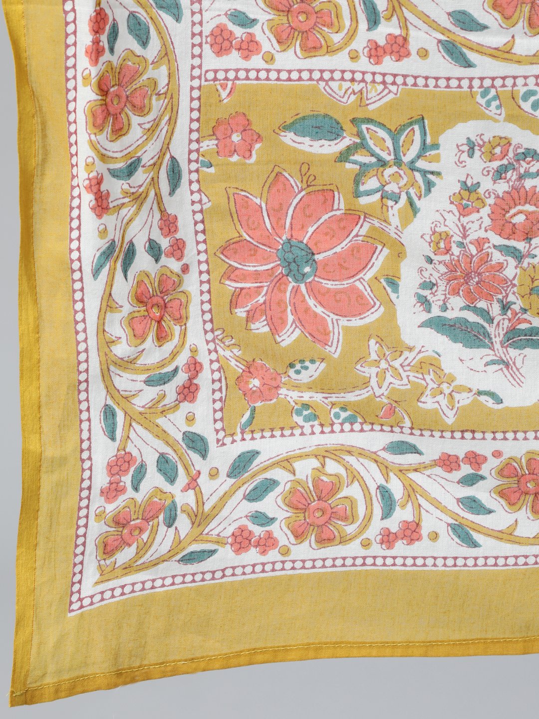 Women's Mustard Three-Quarter Sleeves Straight Kurta With Palazzo And Dupatta With Pockets