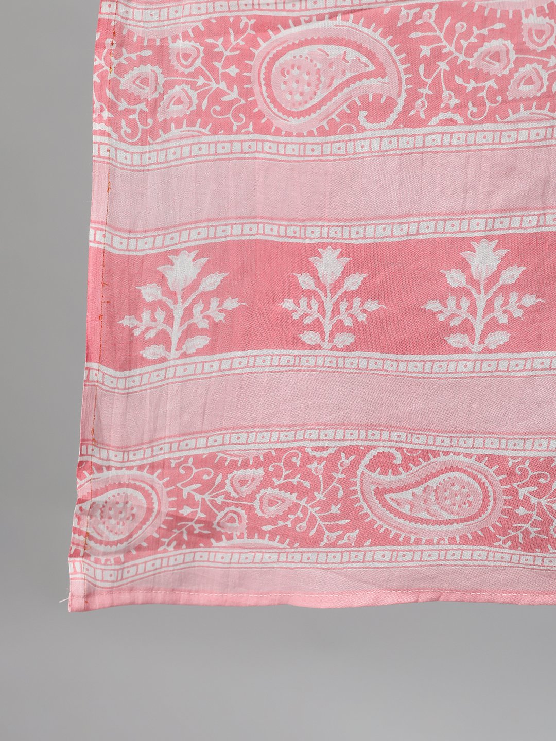Women's Pink Three-Quarter Sleeves Ethnic Motif Printed Straight Kurta-Palazzo With Pockets And Dupatta