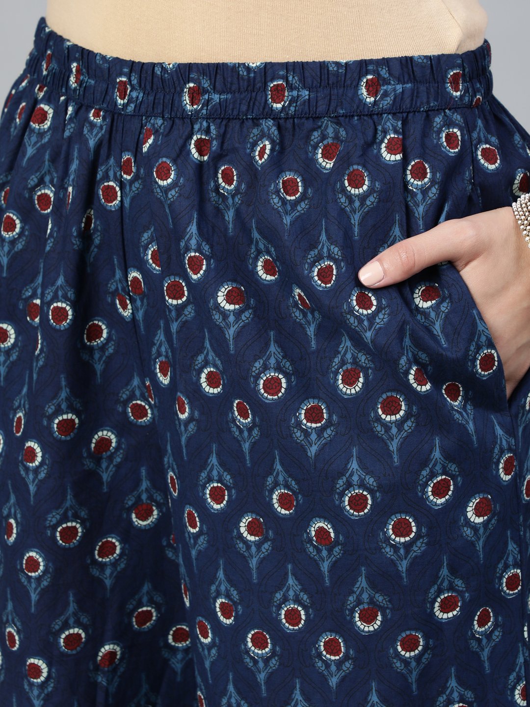 Women's Indigo Blue Printed Straight Kurta Wiith Plazo & Dupatta