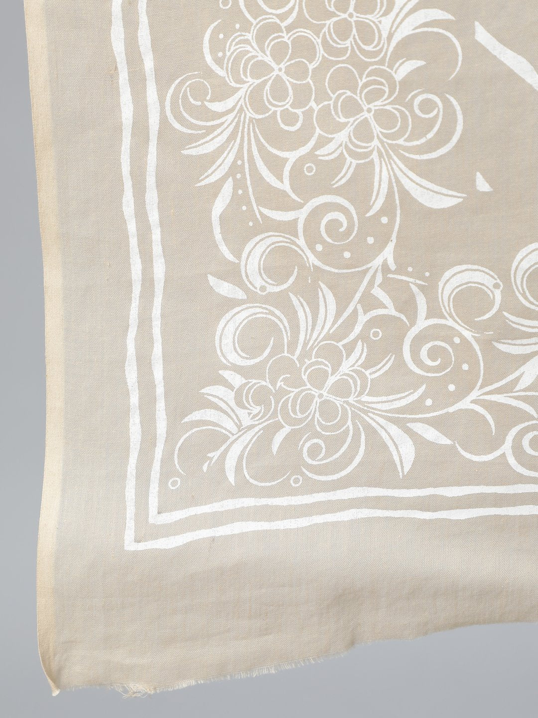 Women's Beige Floral Printed Straight Kurta With Plazo & Dupatta