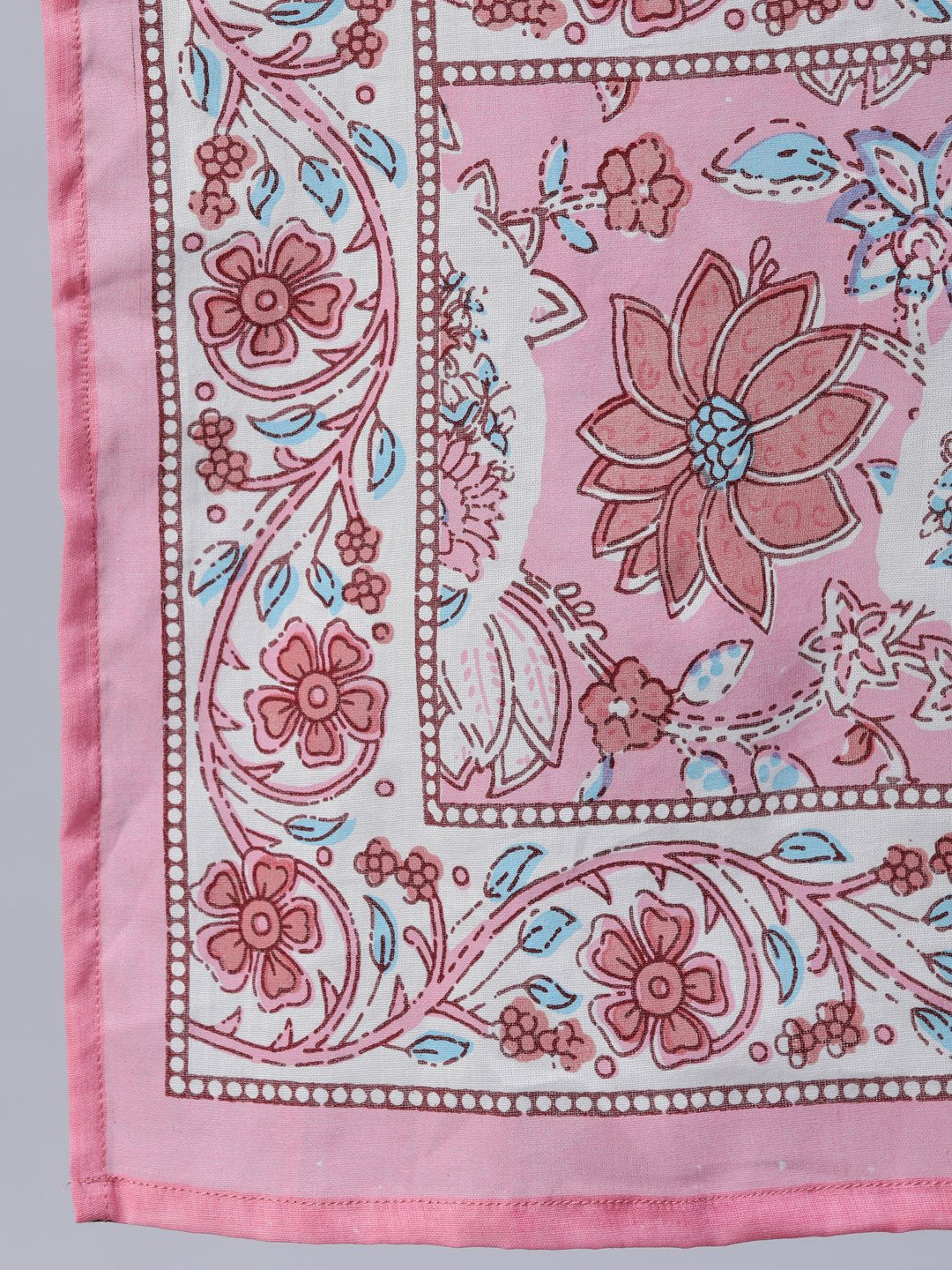 Women's Pink Printed Flared Kurta With Trouser & Dupatta