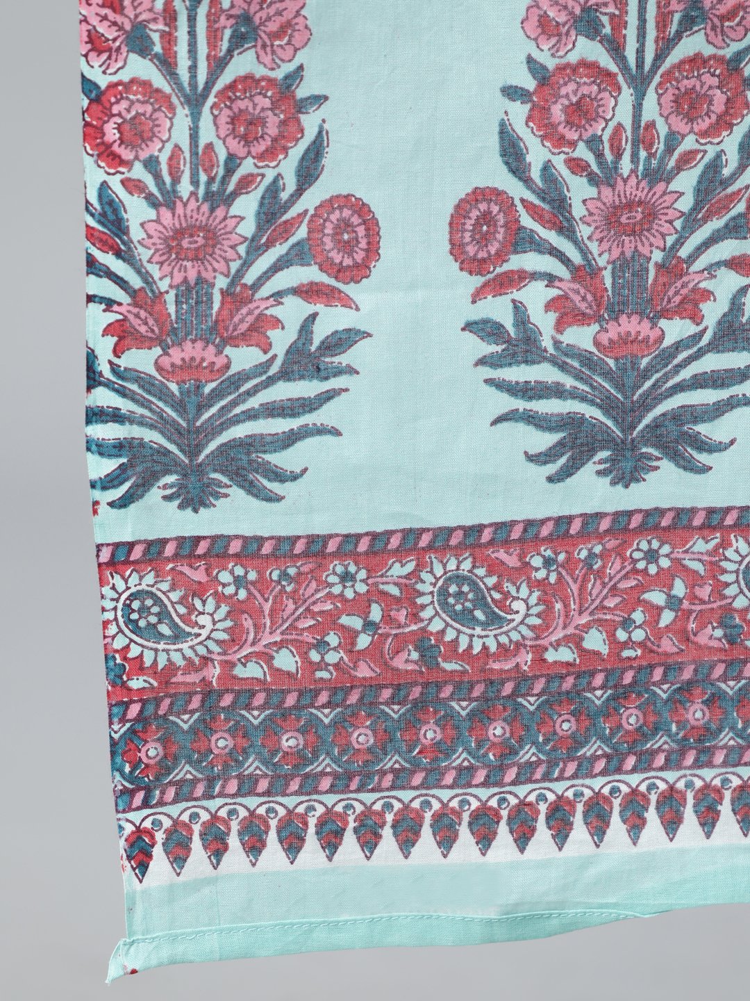 Women's Sea Green Printed Straight  Kurta With Plazzo & Dupatta