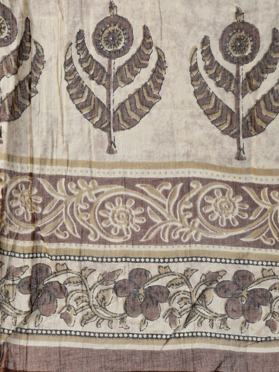 Women's Brown Printed Straight Kurta With Palazo & Dupatta