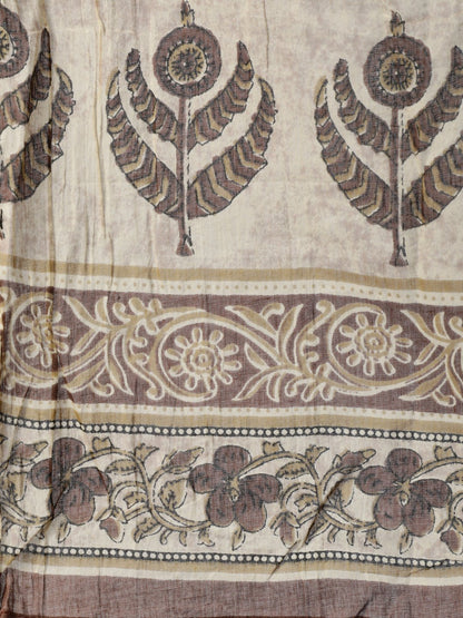 Women's Brown Printed Straight Kurta With Palazo & Dupatta