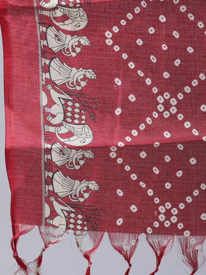Women's Off-White Printed A- Line Kurta With Palazo & Dupatta