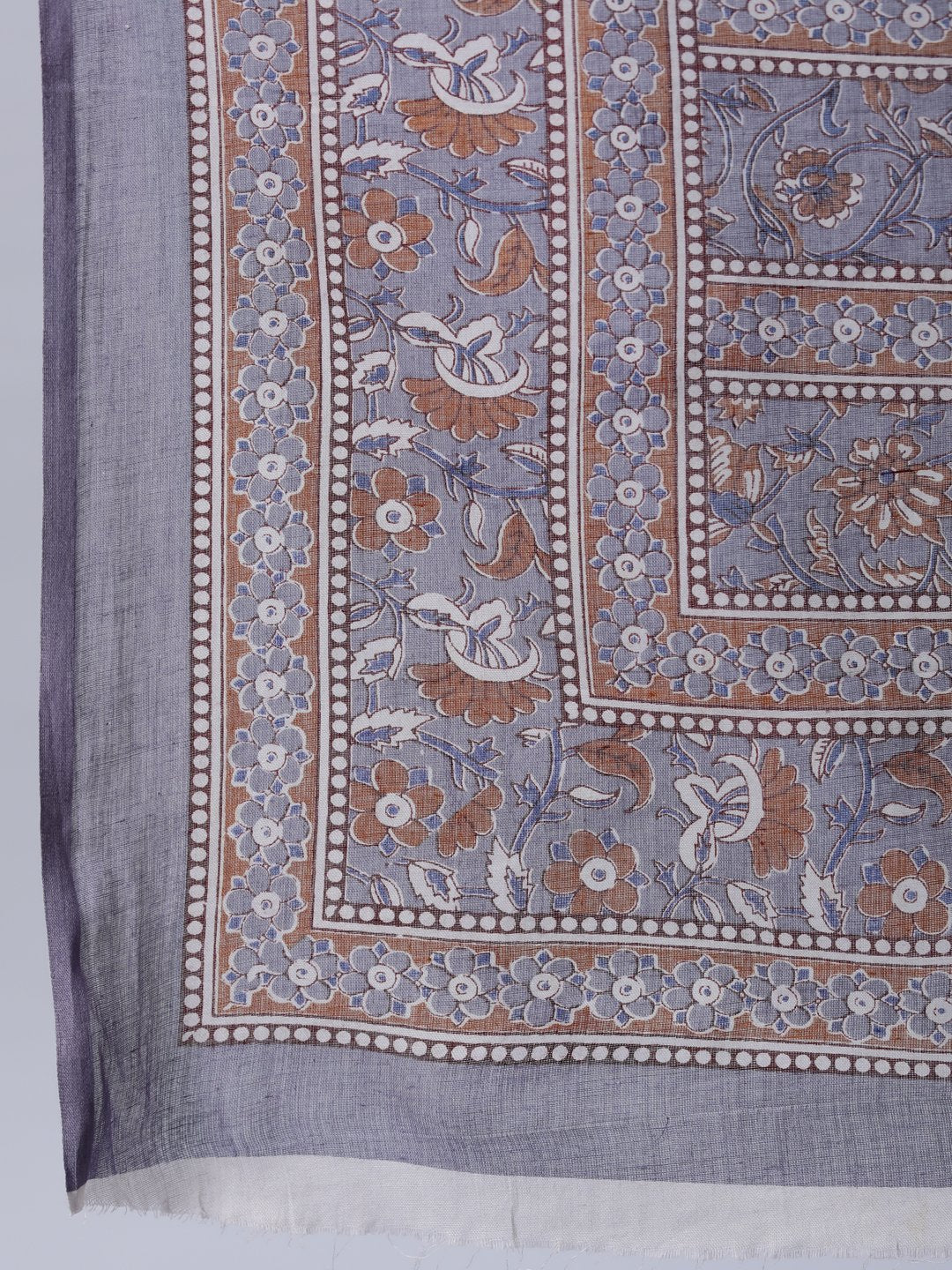 Women's Grey Floral Printed Straight Kurta With Palazo & Dupatta