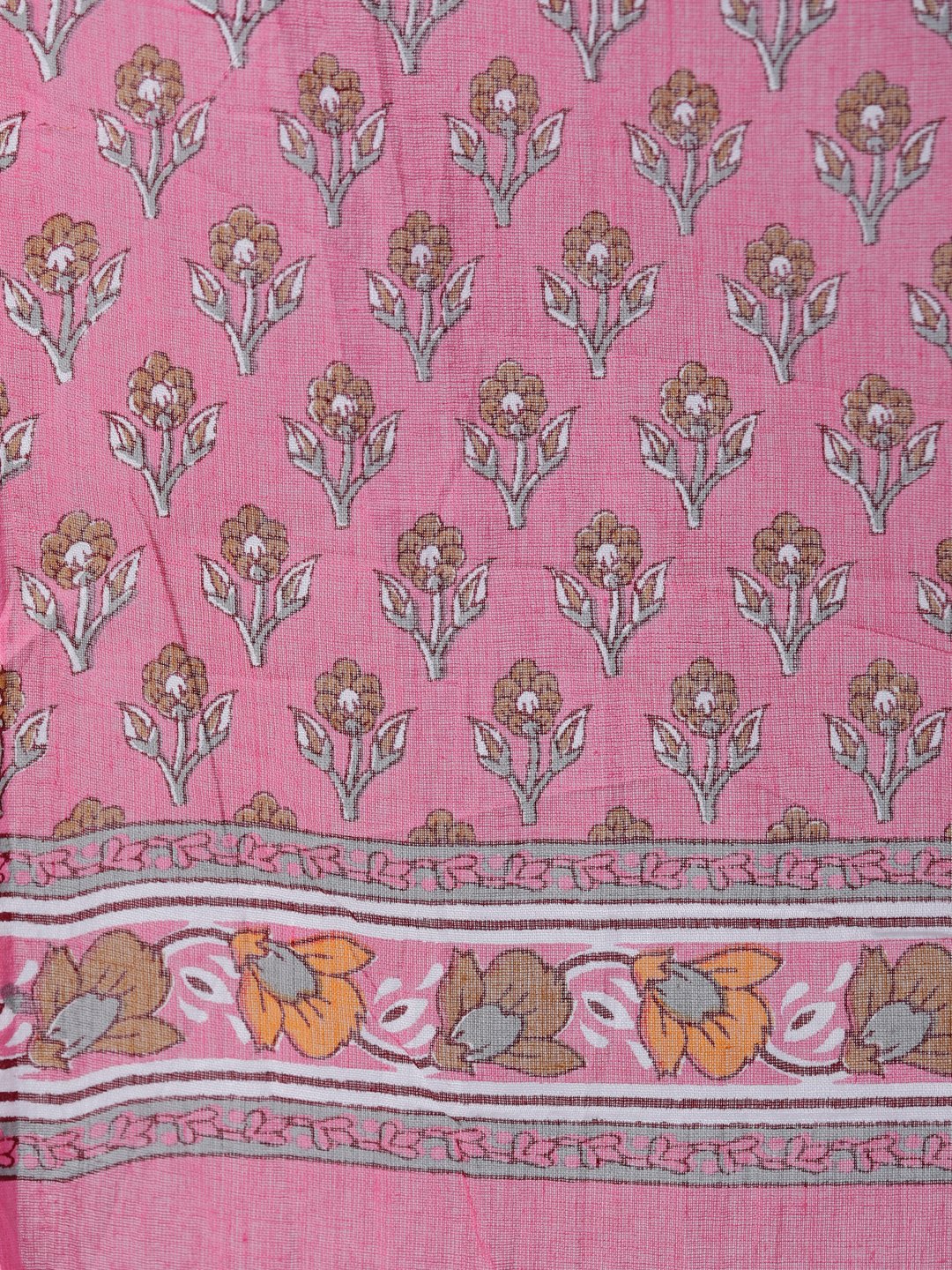 Women's Pink Floral Printed Anarkali Kurta With Palazo & Dupatta