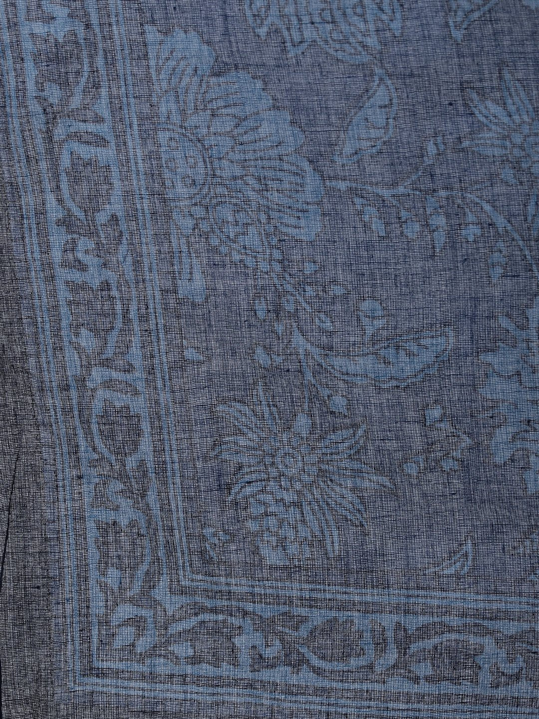 Women's Indigo Floral Printed Straight  Kurta With Palazo & Dupatta