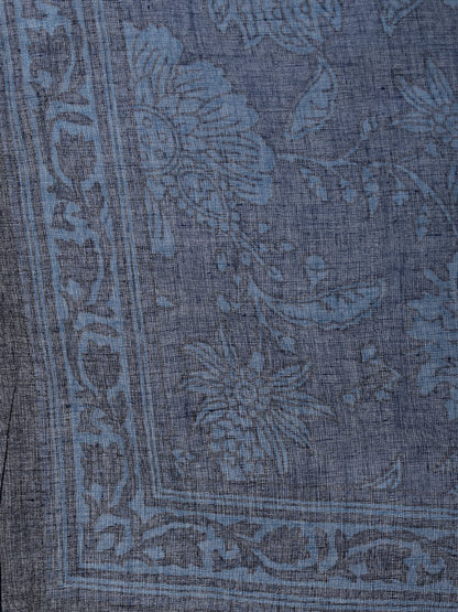 Women's Indigo Floral Printed Straight  Kurta With Palazo & Dupatta
