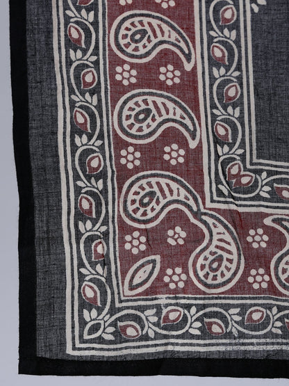 Women's Black Printed Straight  Kurta With Palazo & Dupatta