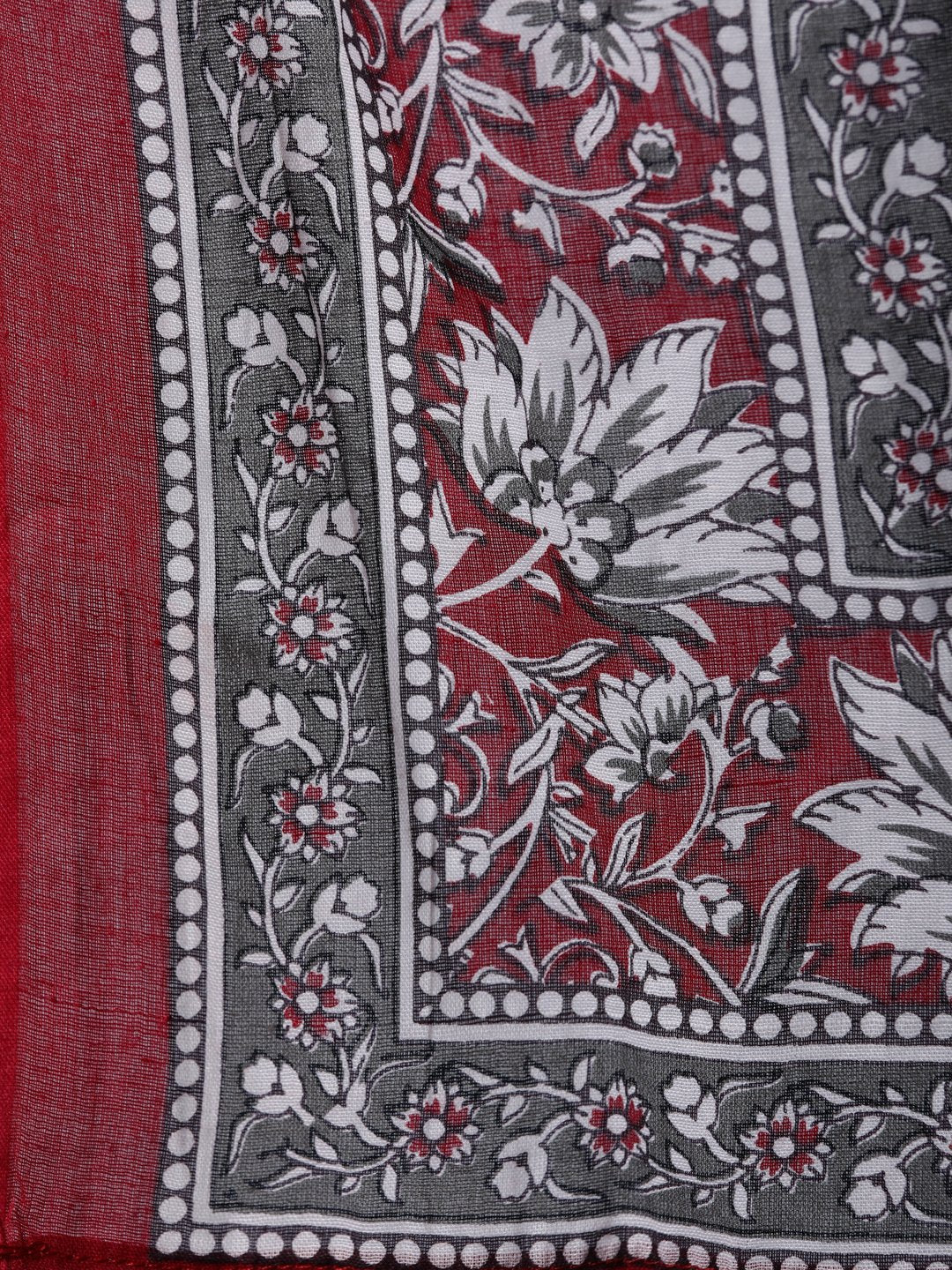 Women's Red Printed Straight  Kurta With Palazo & Dupatta