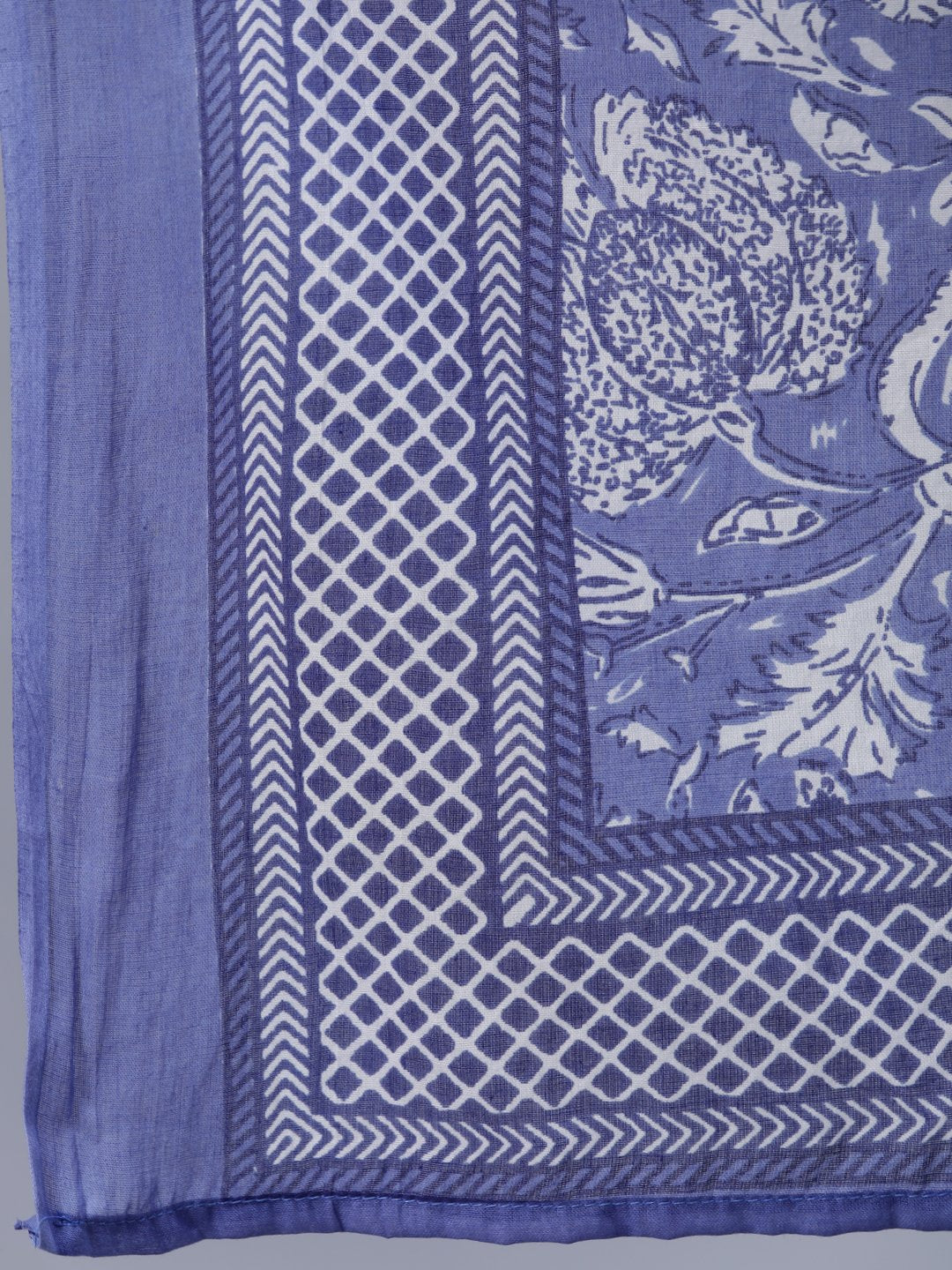 Women's Purple Printed Straight Kurta With Palzo & Dupatta
