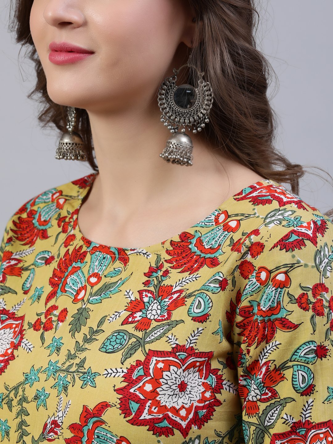 Women's Green Floral Printed Dress With Dupatta