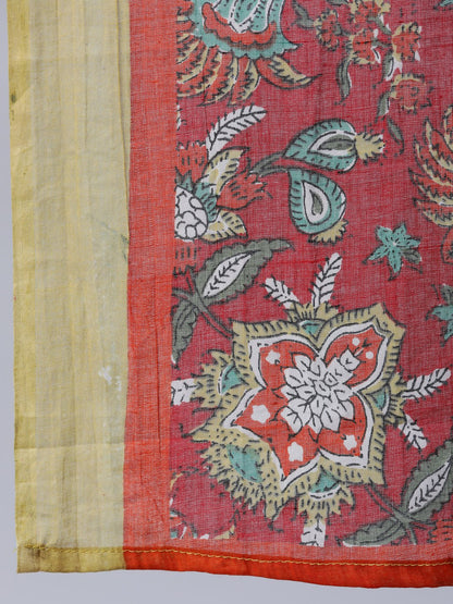 Women's Green Floral Printed Dress With Dupatta