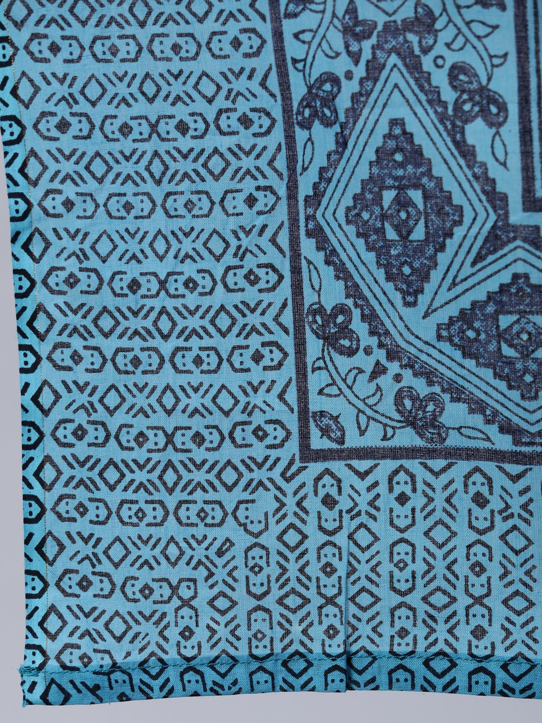 Women's Navy Blue Printed Dress With Dupatta