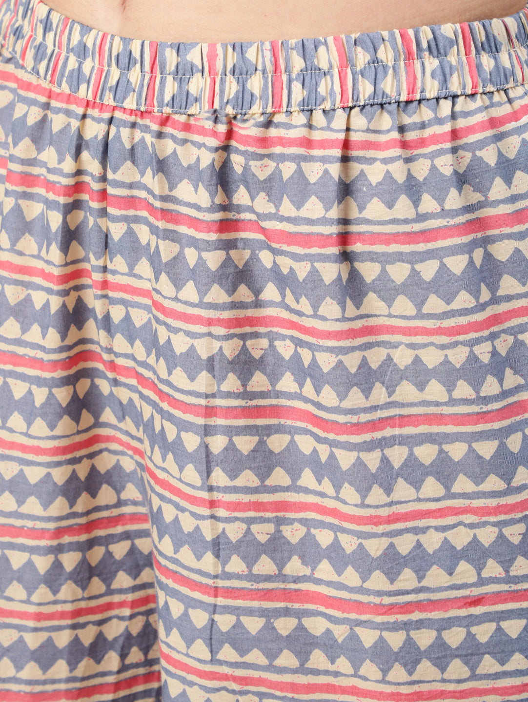 Women's Cream Ethnic Prnited Kurta With Palazzo And Dupatta