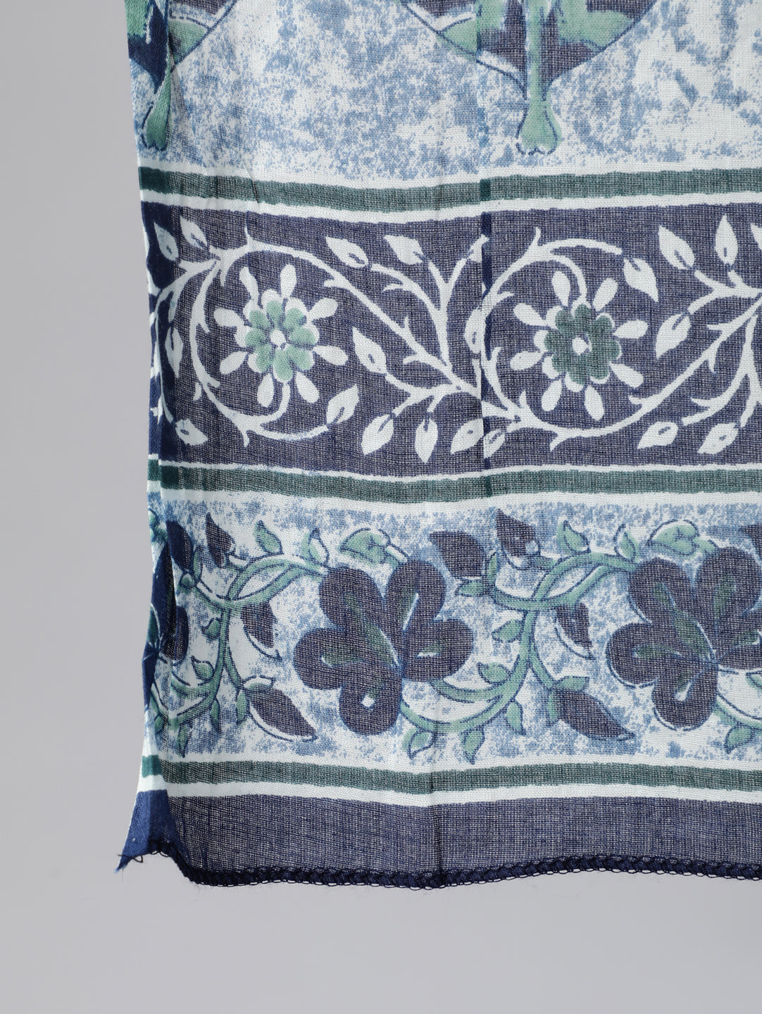 Women's Blue Printed Straight Kurta With Plazo & Dupatta