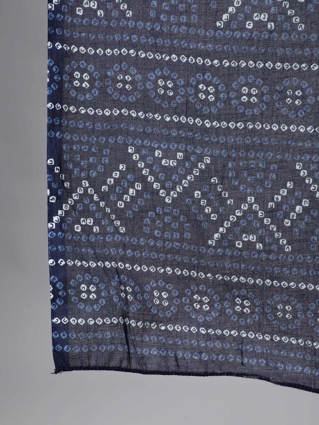 Women's Navy Blue Bandhani Printed Straight Kurta With Dupatta And Palazzos