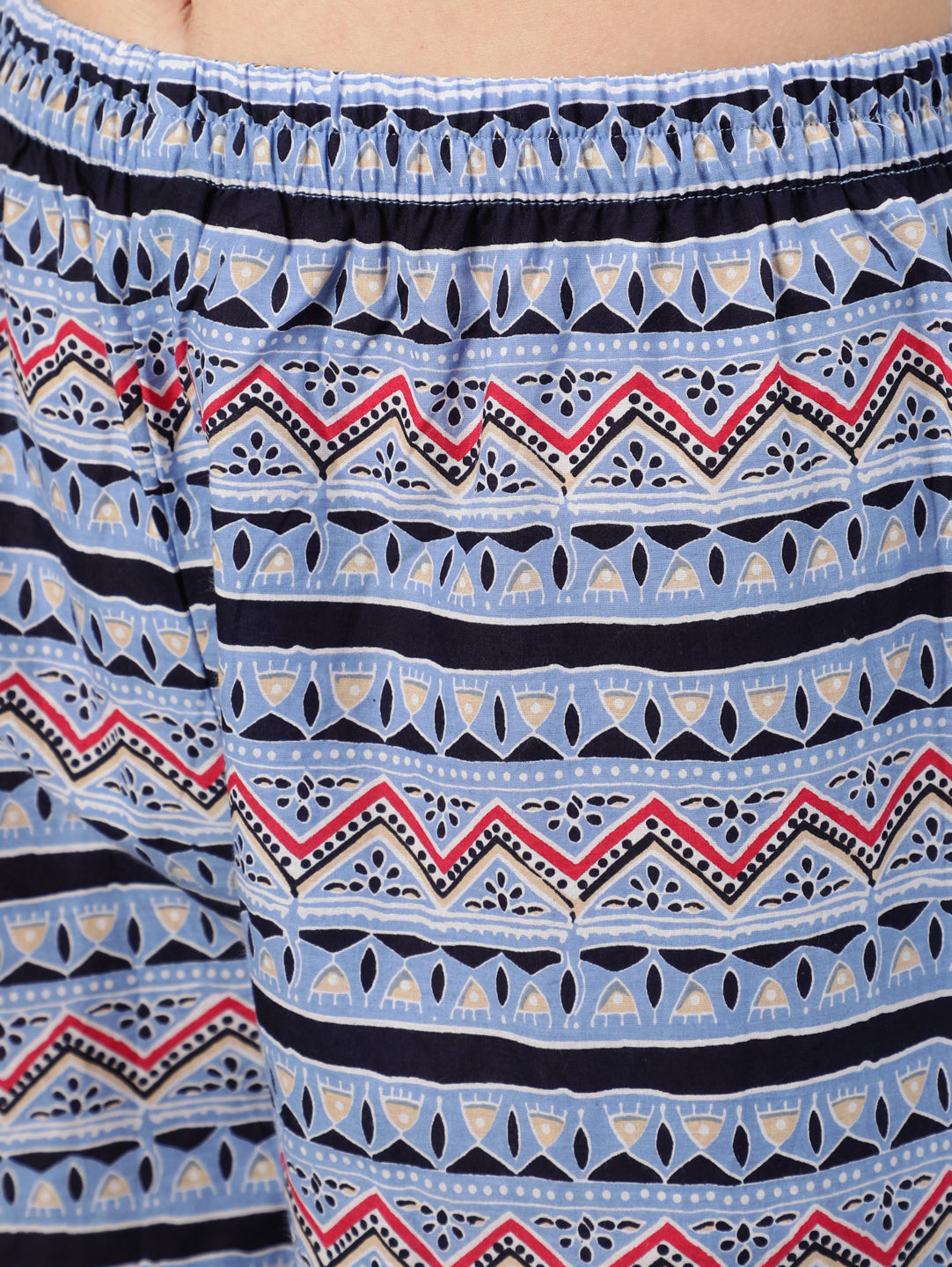 Women's Blue Bandhani Printed Straight Kurta With Palazzo Dupatta