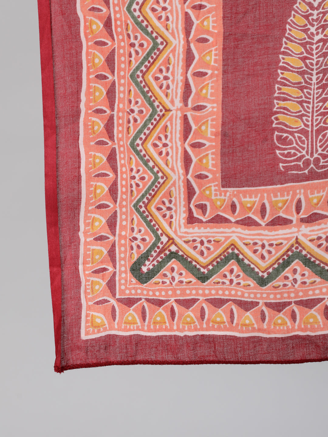 Women's Red Bandhani Printed Straight Kurta With Palzzo And Dupatta