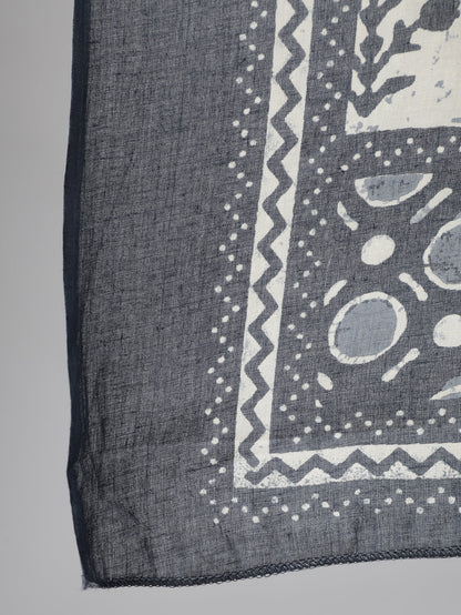 Women's Grey Ethnic Motif Printed Flared Kurta With Trouser And Dupatta