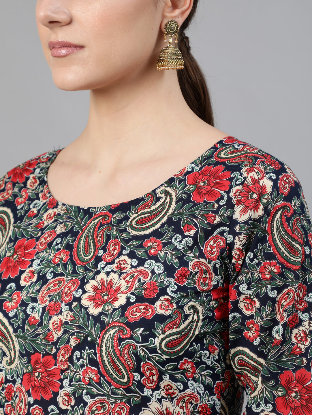 Women's Multi Ethnic Printed Flared Kurta And Trouser With Dupatta