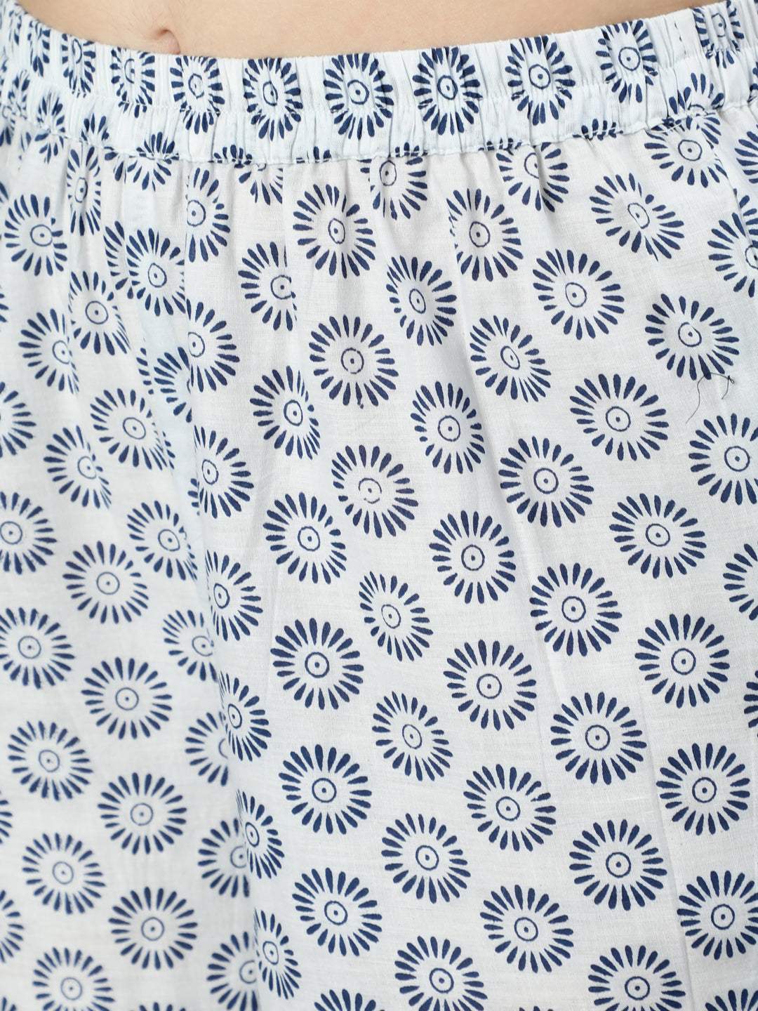 Women's Blue Floral Printed Gathered Kurta With Palzzo And Dupatta