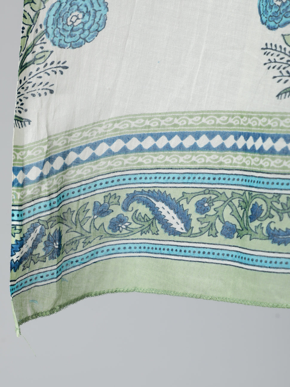Women's White Ethnic Floral Printed Flared Kurta With Palazzo And Dupatta