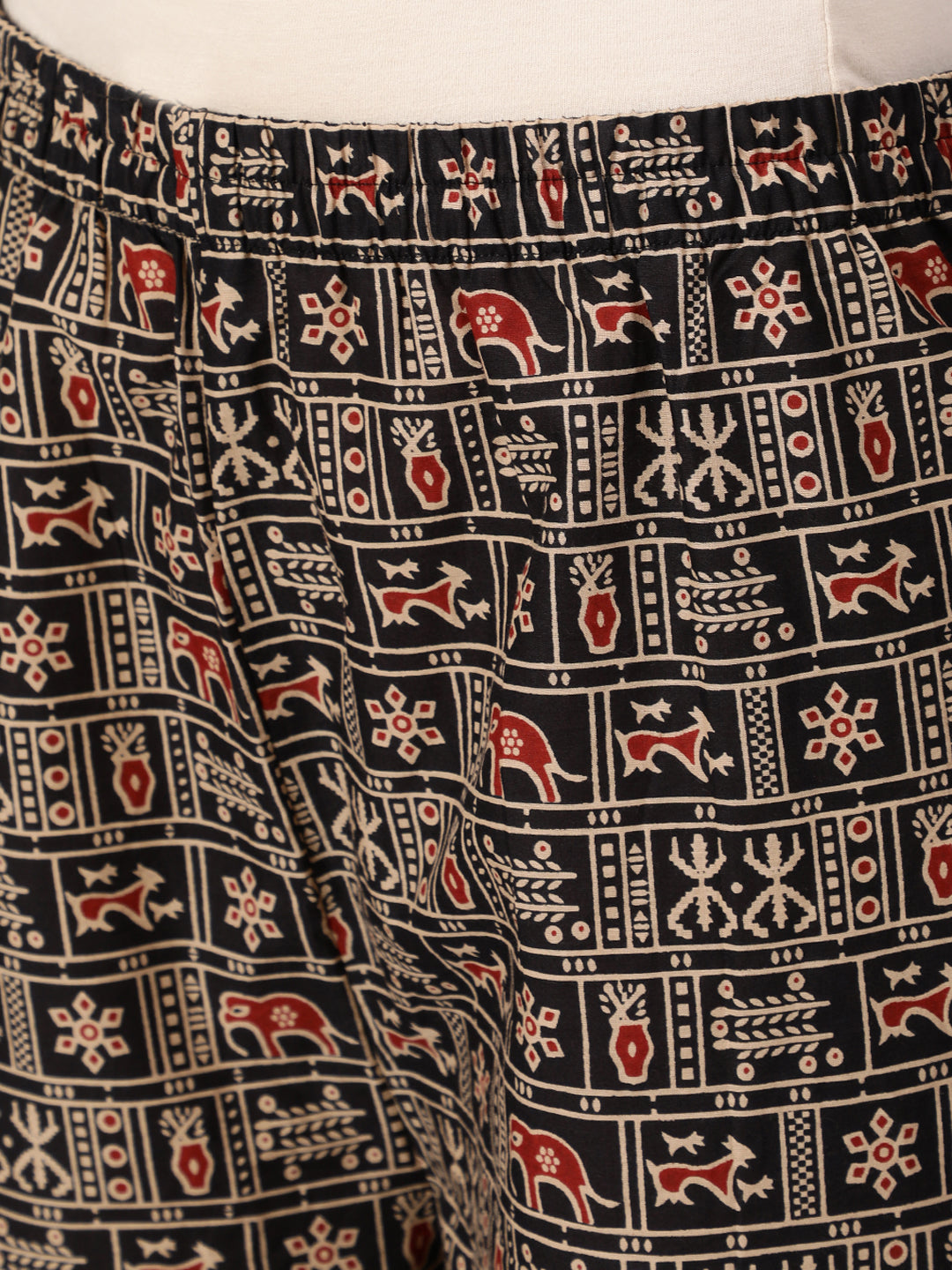 Women's Black Ethnic Printed Straight Kurta With Palazzo And Chiffon Dupatta