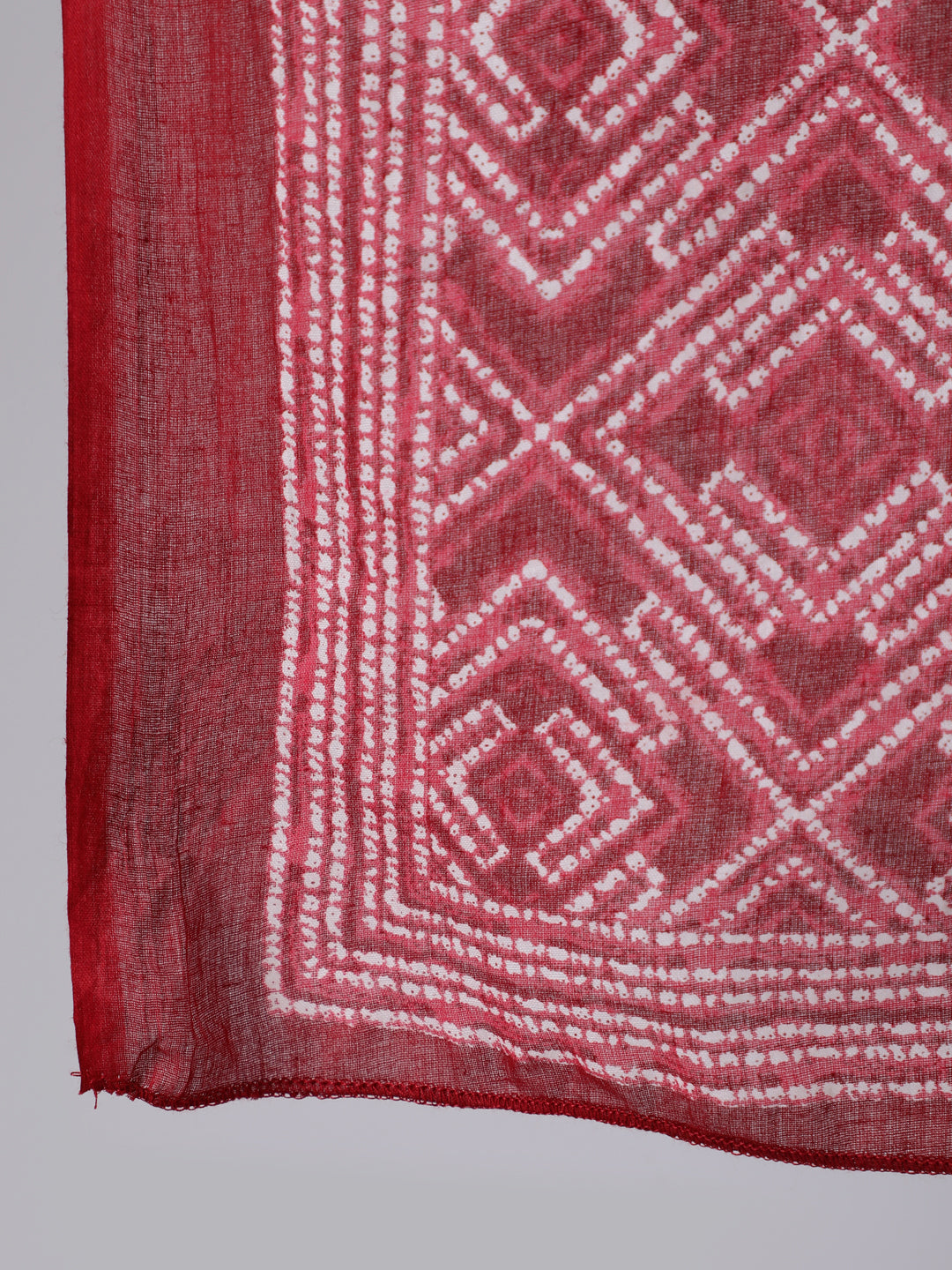 Women's Red Bandhani Printed Straight Kurta With Palzzo And Dupatta