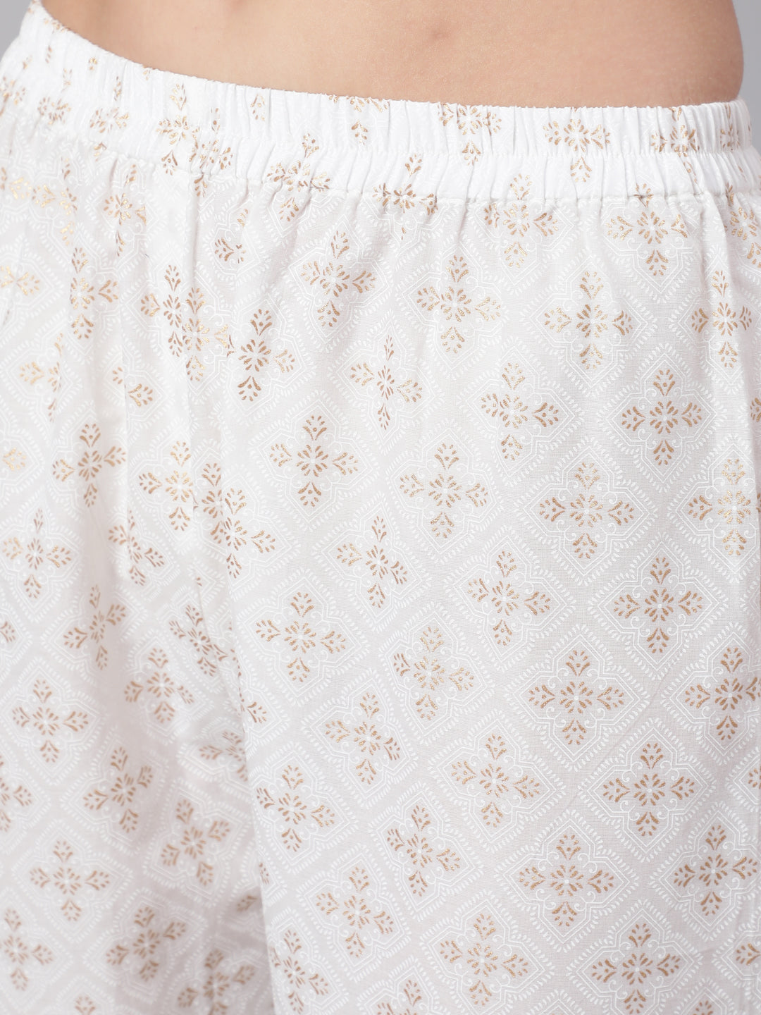 Women's Off White Flared Kurta With Trouser & Dupatta