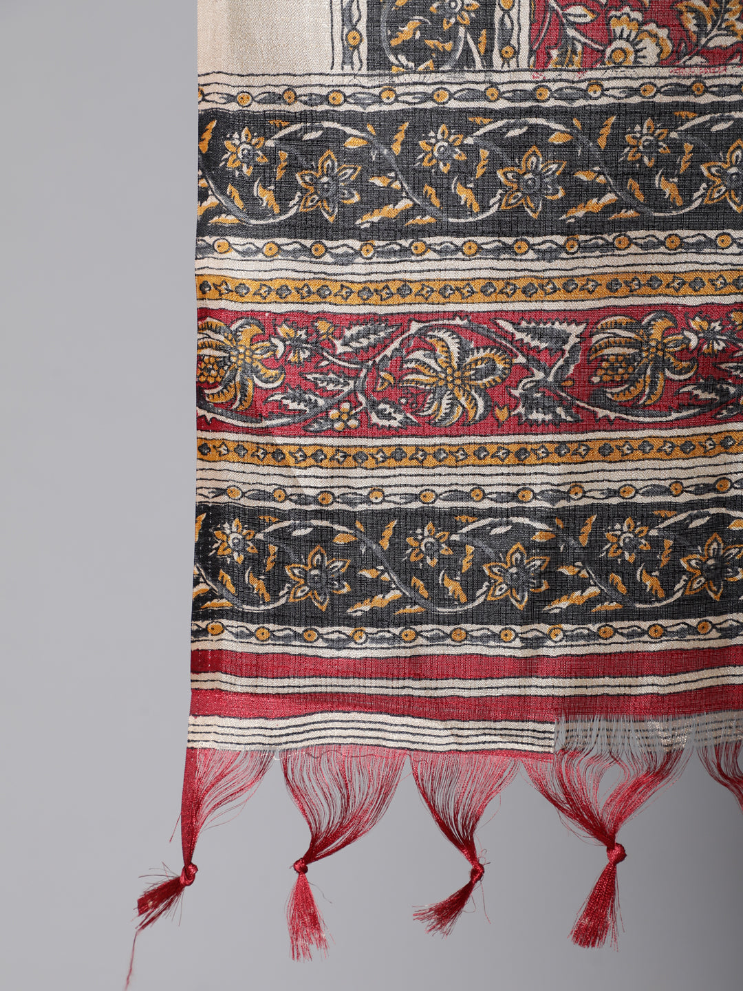 Women's Black Solid Kurta And Palazzo With Printed Dupatta