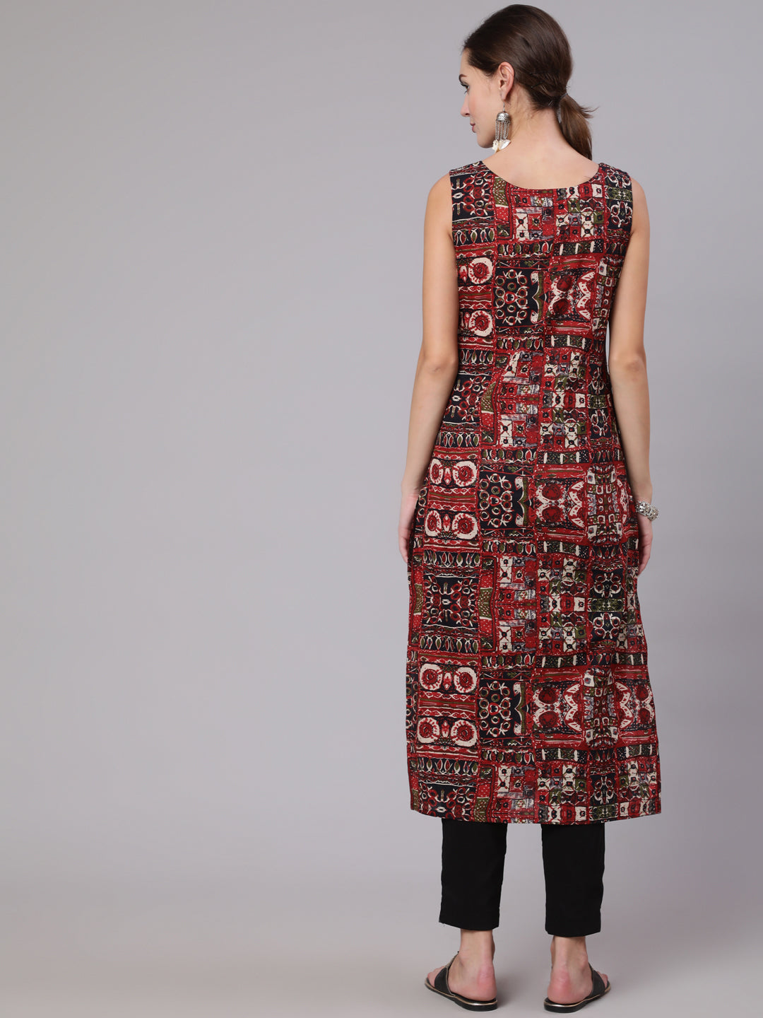 Women's Multicoloured Printed Thread Work Kurta