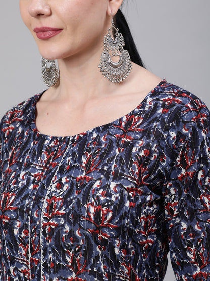 Women's Multi Printed Straight Kurta With Palazzo & Dupatta