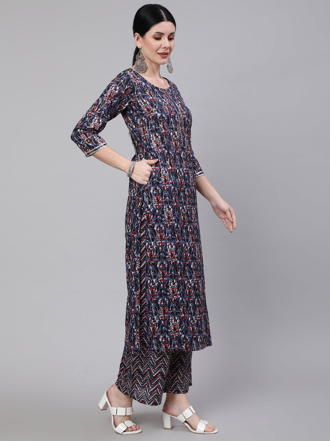 Women's Multi Printed Straight Kurta With Palazzo & Dupatta