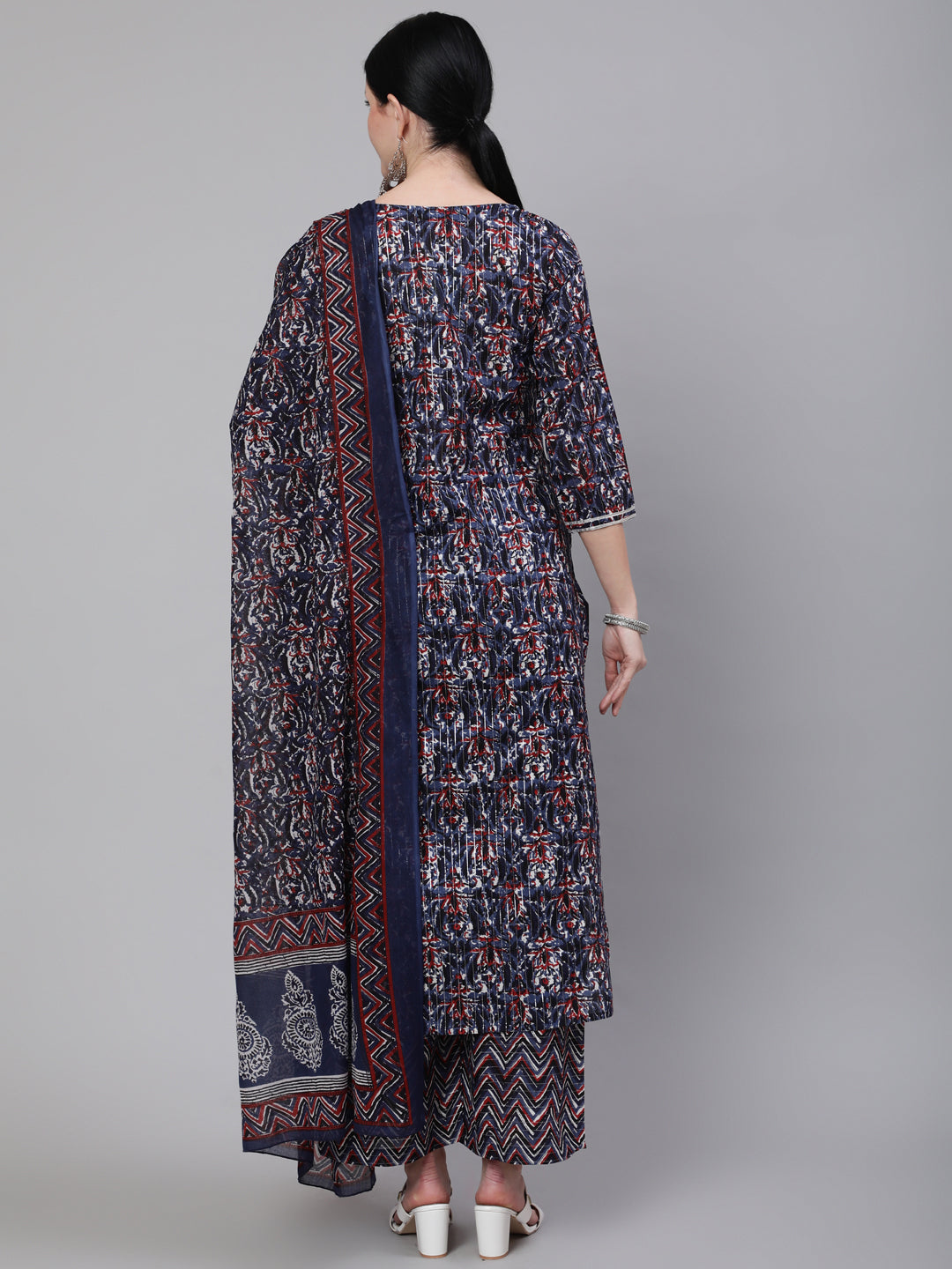 Women's Multi Printed Straight Kurta With Palazzo & Dupatta