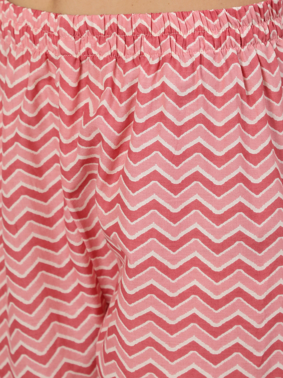 Women's Pink Ethnic Printed Straight Kurta With Trouser