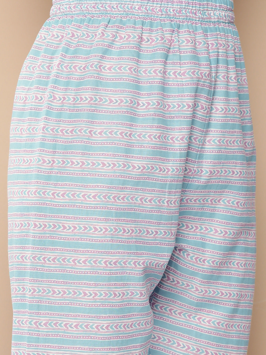 Women's Sky Blue Printed Straight Kurta With Trouser
