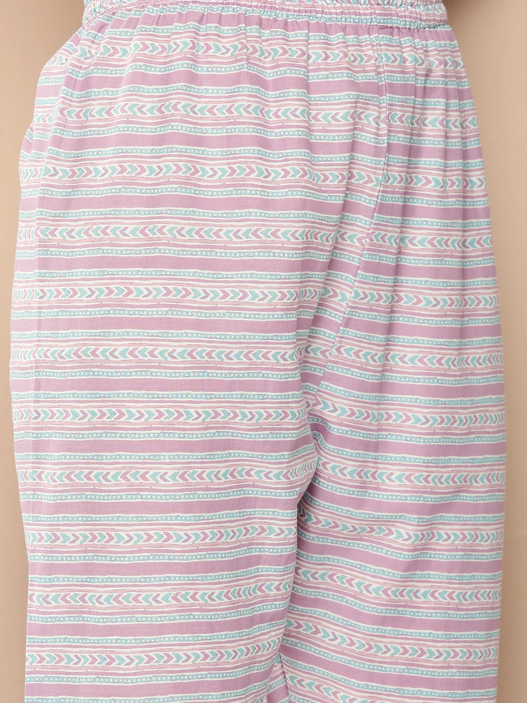 Women's Lavender Printed Straight Kurta With Palazzo & Dupatta