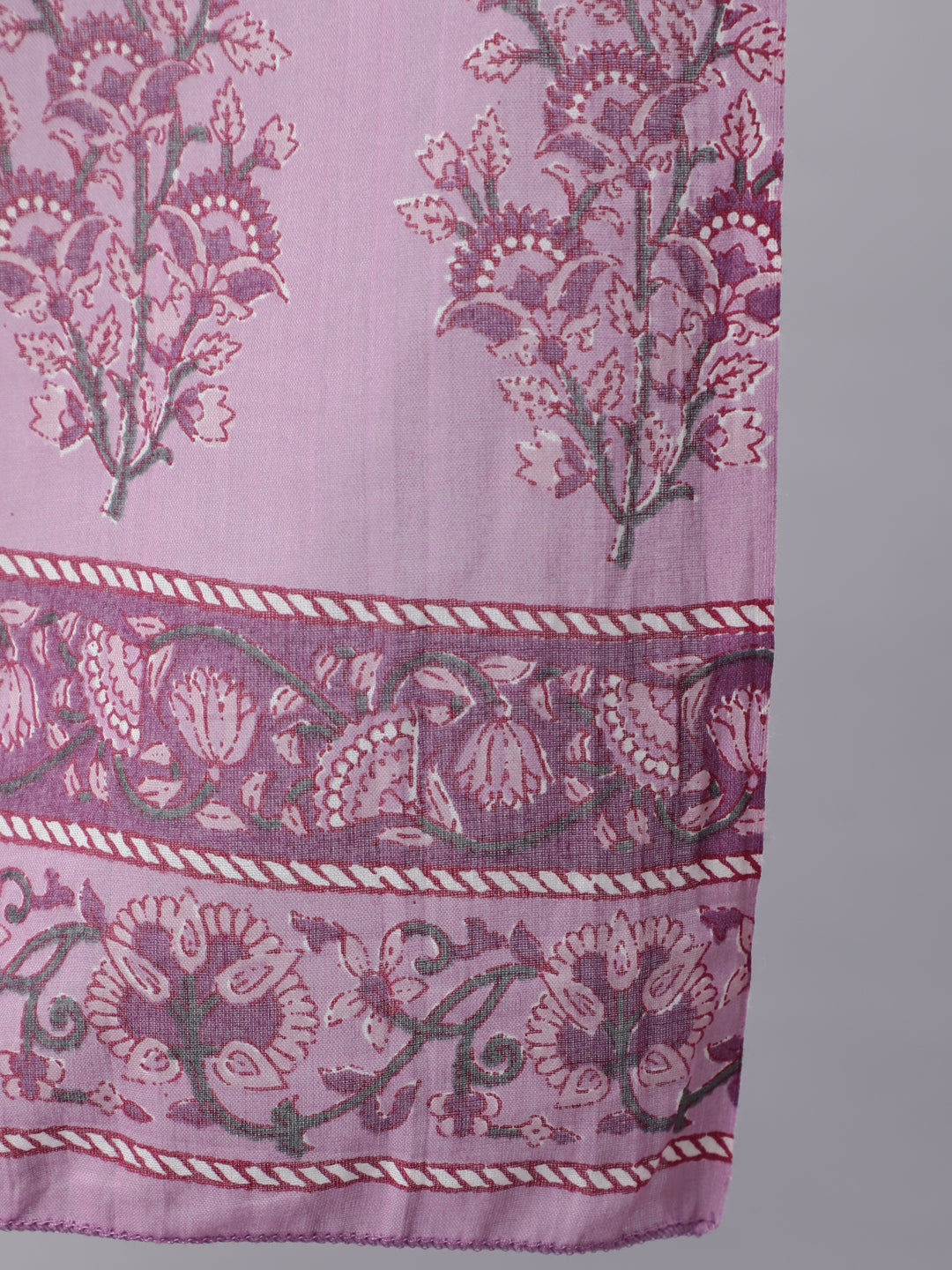 Women's Lavender Floral Printed Kurta With Palazzo And Dupatta