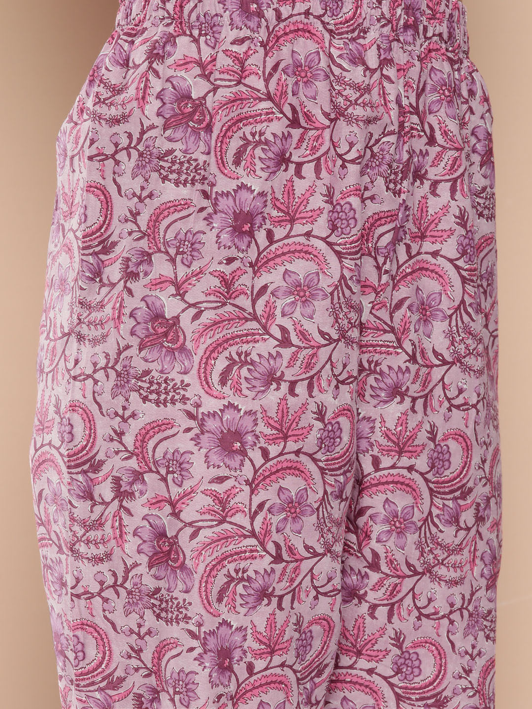 Women's Lavender Floral Printed Kurta With Trouser And Dupatta