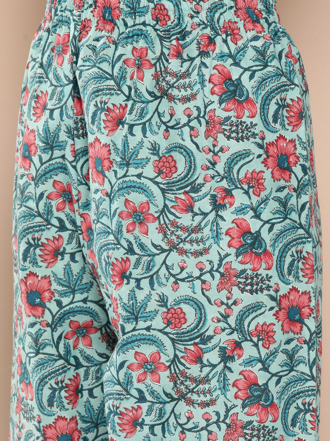 Women's Sea Green Printed Flared Kurta And Trouser With Dupatta