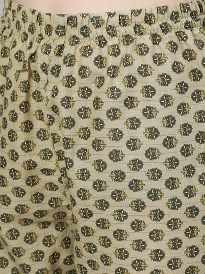 Women's Green Printed Gathered Kurta And Trouser With Dupatta