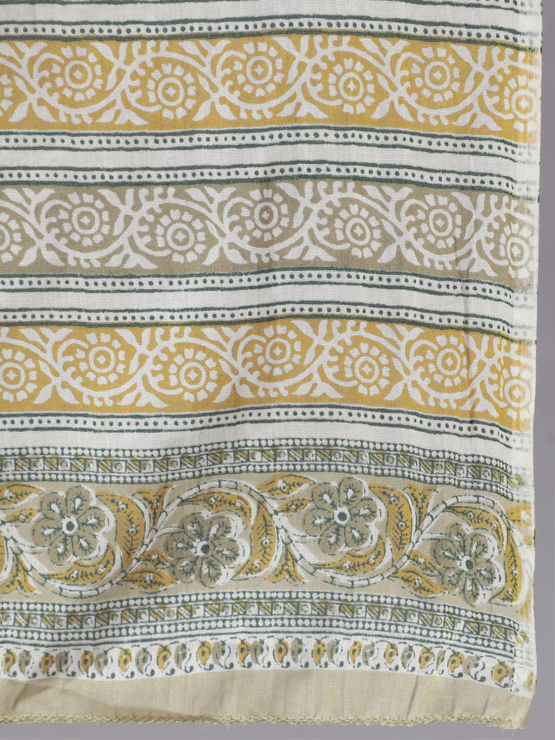 Women's Green Printed Gathered Kurta And Trouser With Dupatta