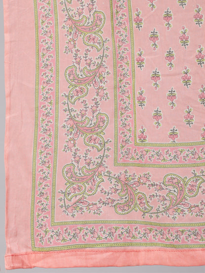 Women's Pink Ethnic Printed Kurta With Palazzo And Dupatta