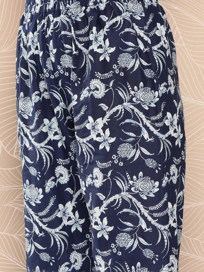 Women's Blue Paisely Printed Straight Kurta With Trouser And Dupatta