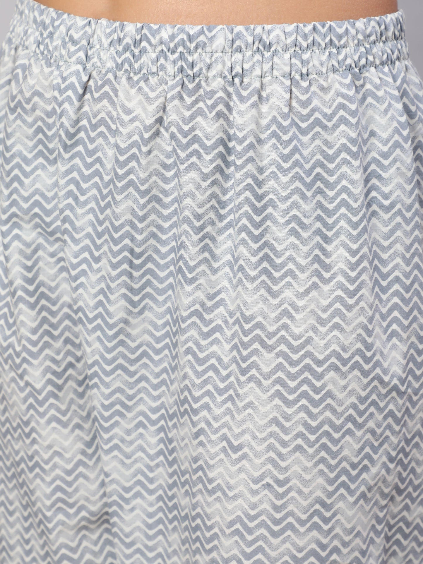 Women's Grey Ethnic Embroidered Kurta With Palazzo And Dupatta