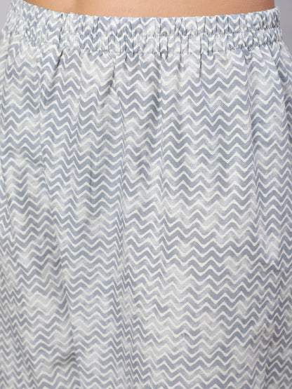 Women's Grey Ethnic Embroidered Kurta With Palazzo And Dupatta