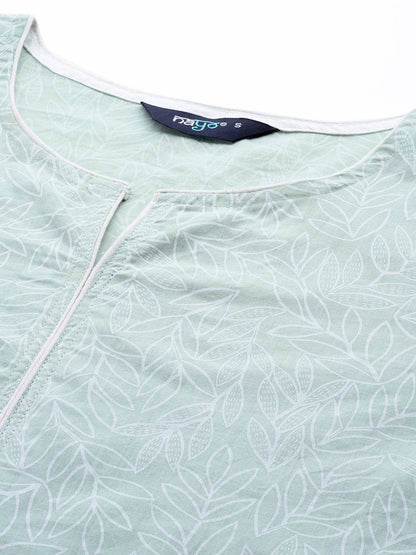 Women's Green Printed Straight Kurta With Trouser