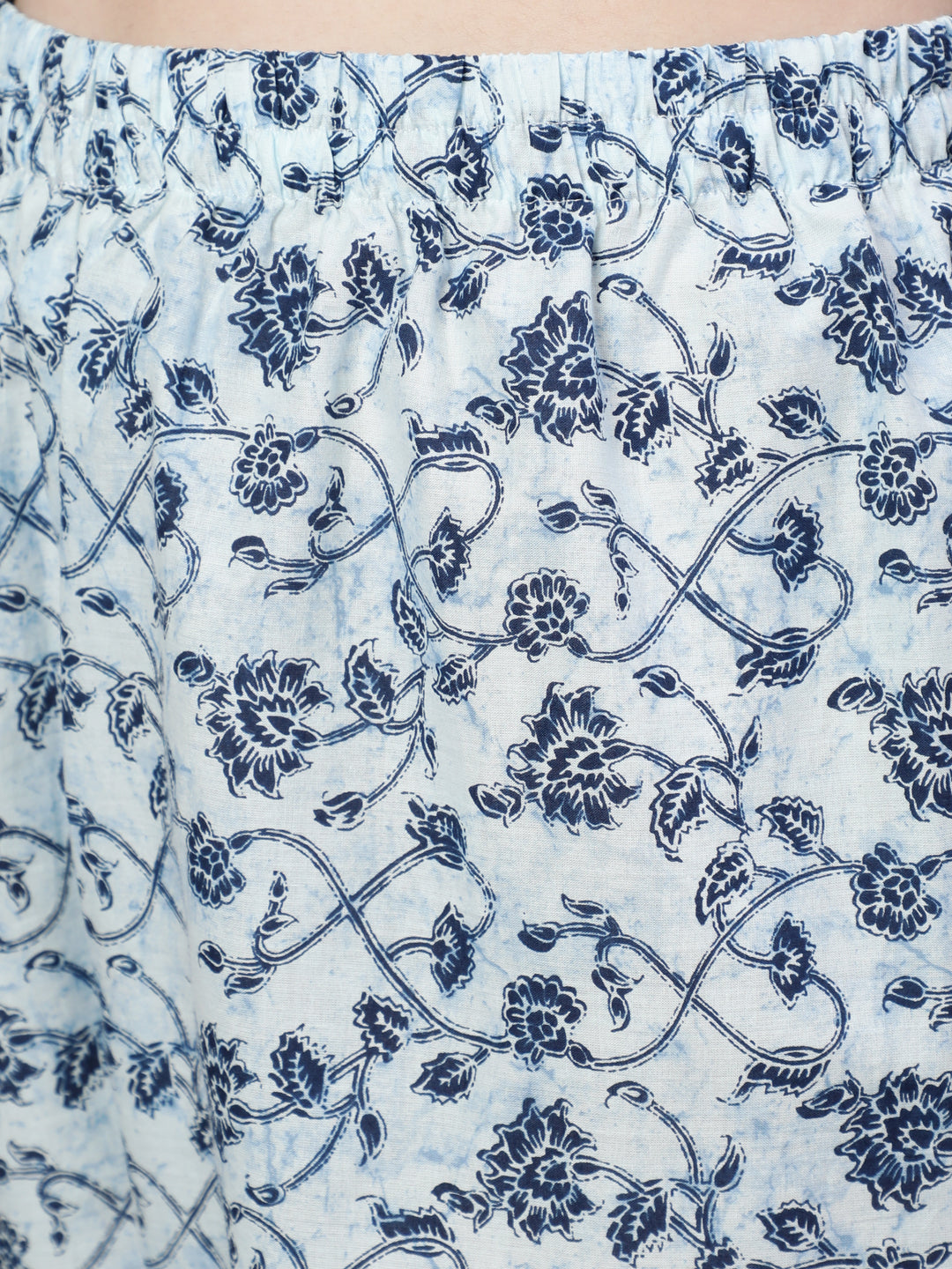Women's Blue Floral Printed Anarkali Kurta With Trouser And Dupatta